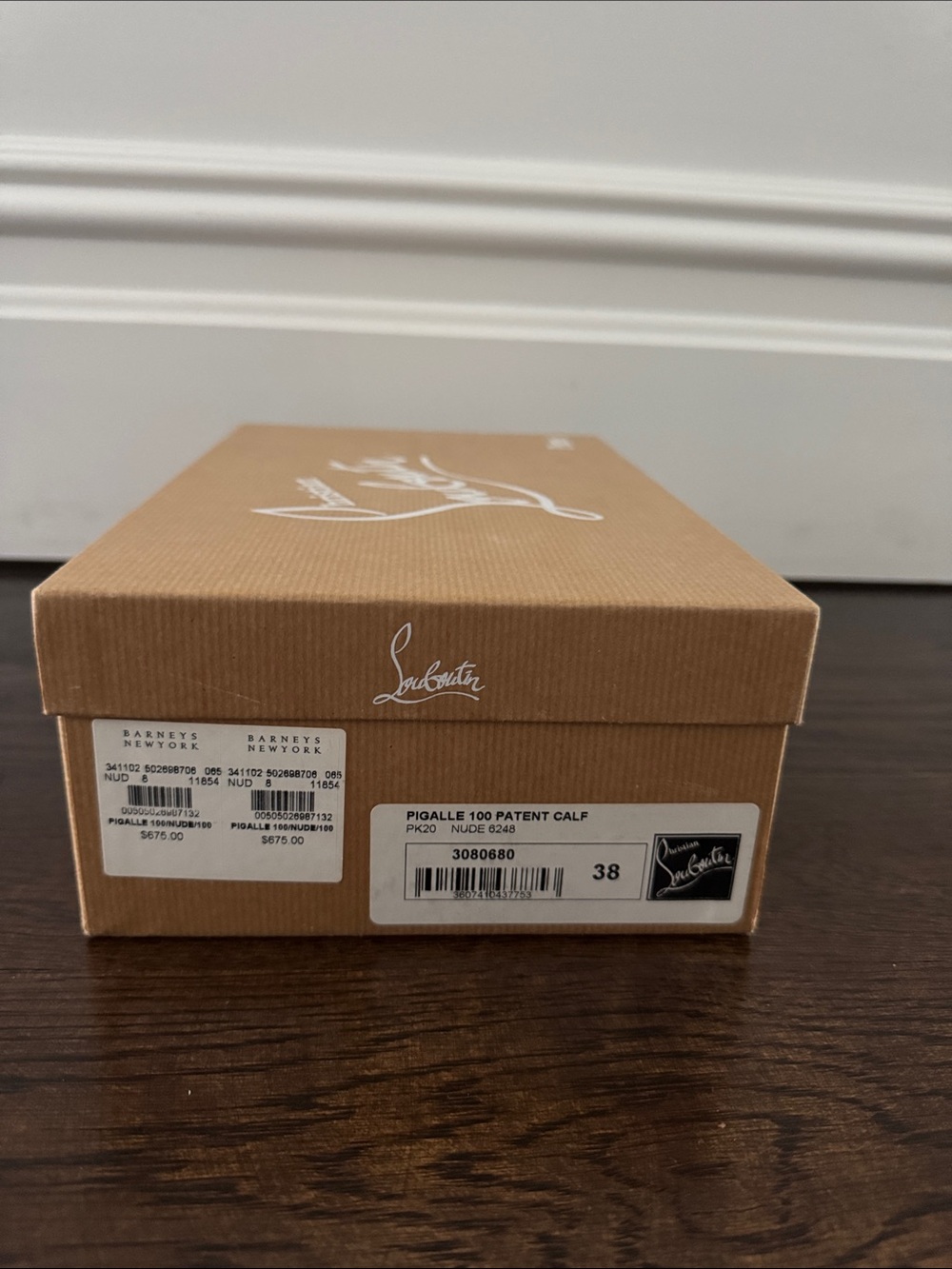 Christian Louboutin Branded Shoe Box in Nude-Tan